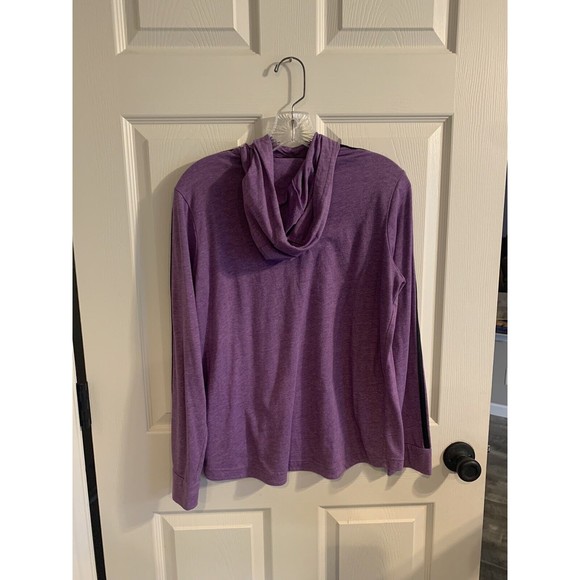 Adidas Womens Shirt Climalite Hooded 3 Stripes Long Sleeve Purple Size Medium - Picture 6 of 11